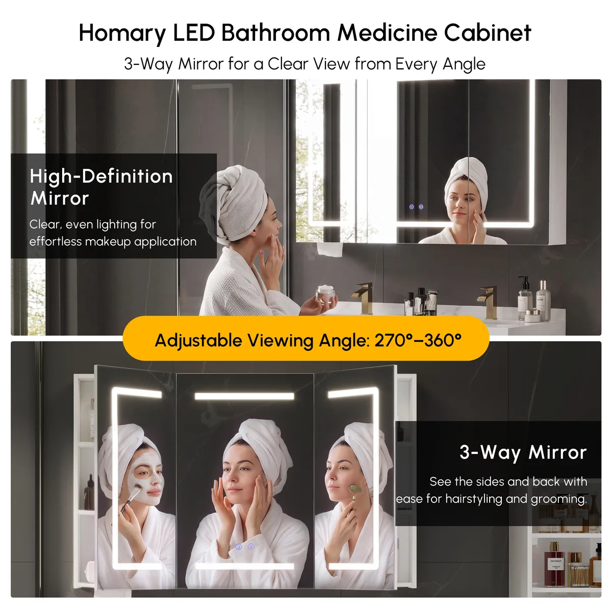 47" LED Bathroom Medicine Cabinet Dimmable with Defogger, Tissue Slot and Outlet — image 8