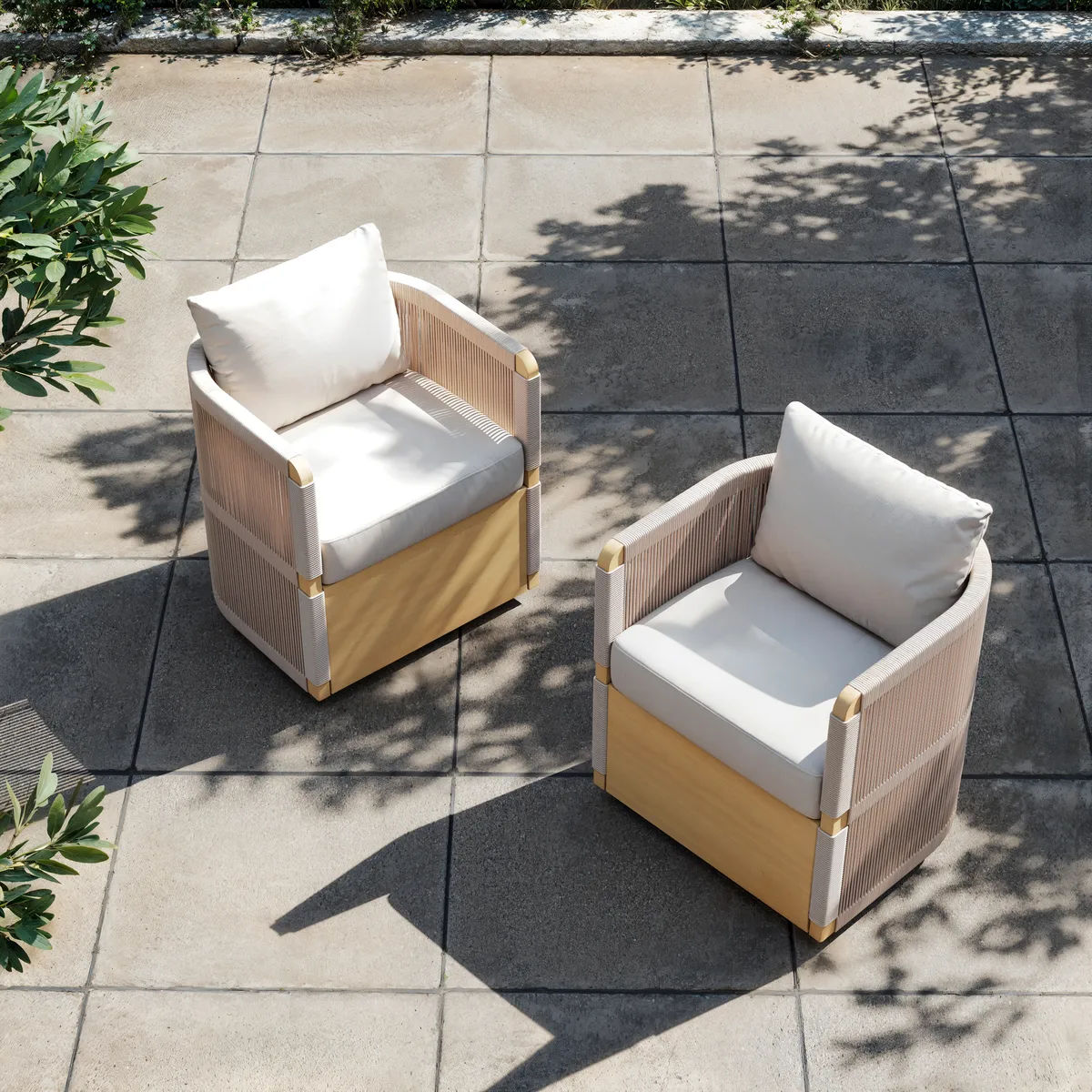 Costra Outdoor Aluminum & Rope Weave Swivel Dining Chairs — image 3