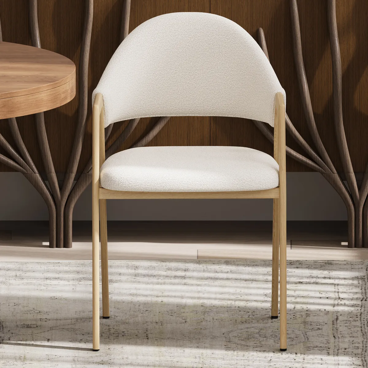 Blue Linen Upholstered 4-Piece Dining Chair Curved Back Chair — image 14