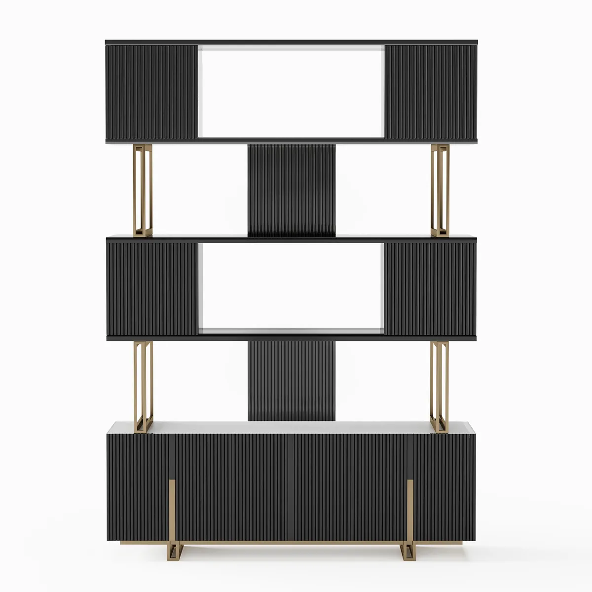 5-Shelf Off-white Bookshelf Etagere Tall Bookcase for Home & Office (72.8" High) — image 10