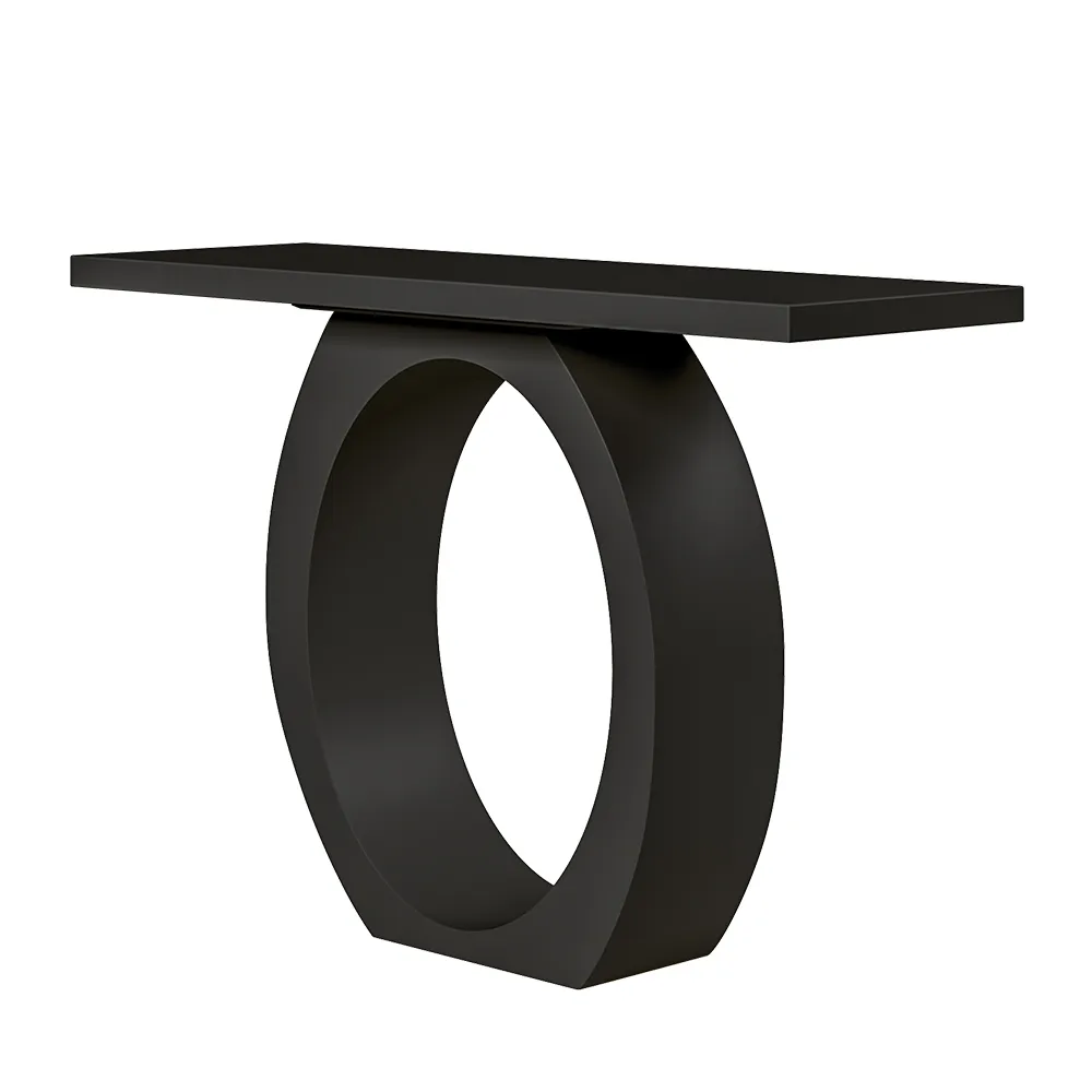 39.4" Modern Black Console Table with Circle Base Rectangular Entryway Table — image 8