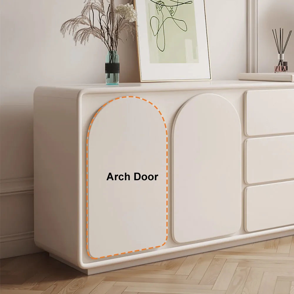 Modern White Makeup Vanity Retractable Dressing Table with Doors & Drawers Beauty Station for Bedroom — image 9