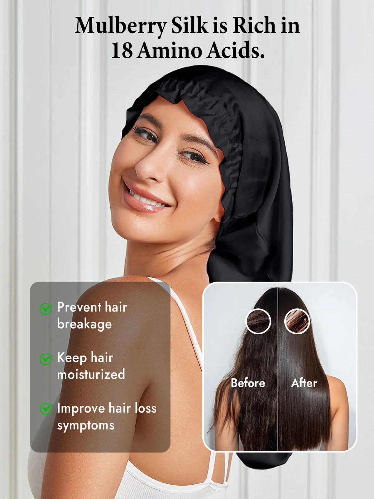 Elegant 100% Mulberry Silk Bonnet for Long Hair — image 3