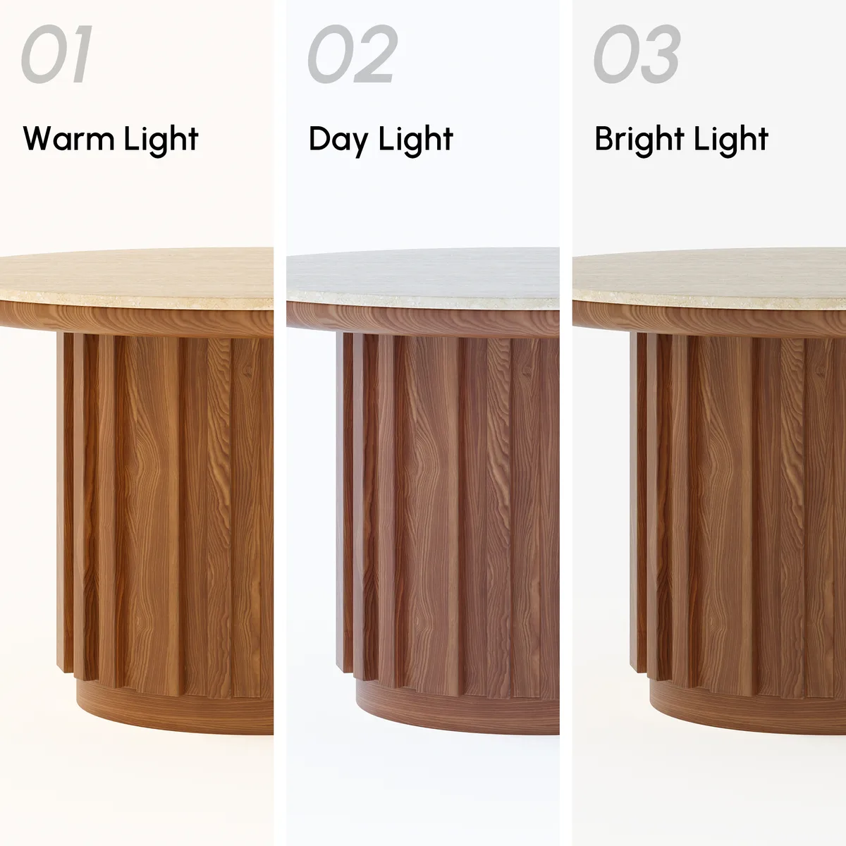 Aura Ash Wood Slatted Round Coffee Table with Sintered Stone Top — image 11