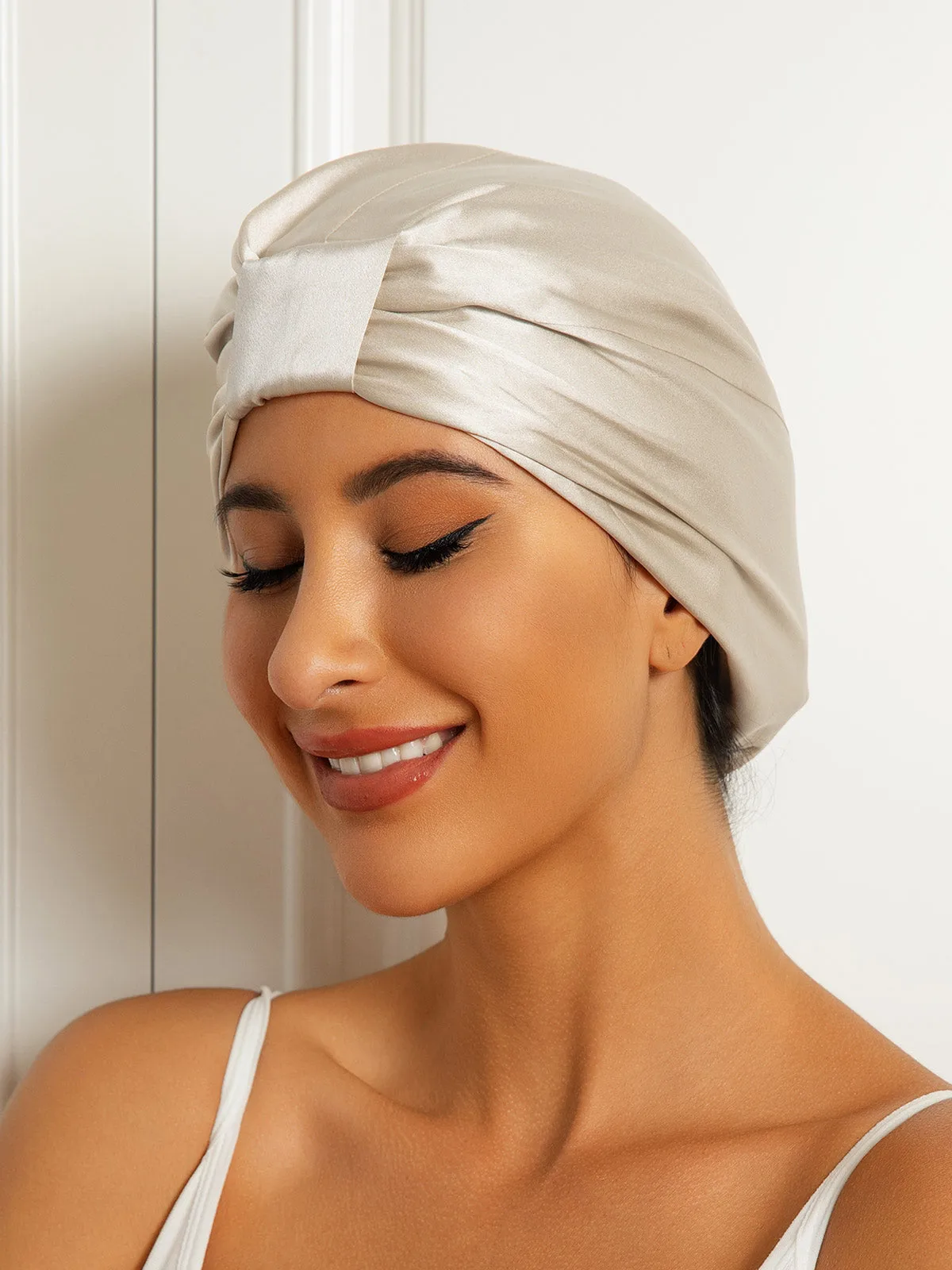 100% Mulberry Silk Sleep Cap Double Layer Night Turban Bonnet