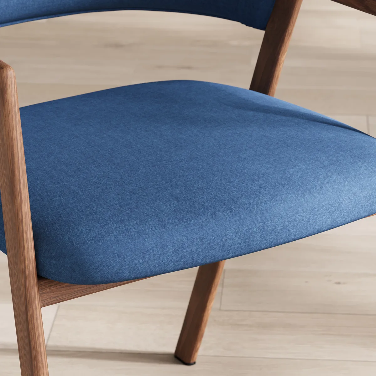 Blue Linen Upholstered 4-Piece Dining Chair Curved Back Chair — image 8