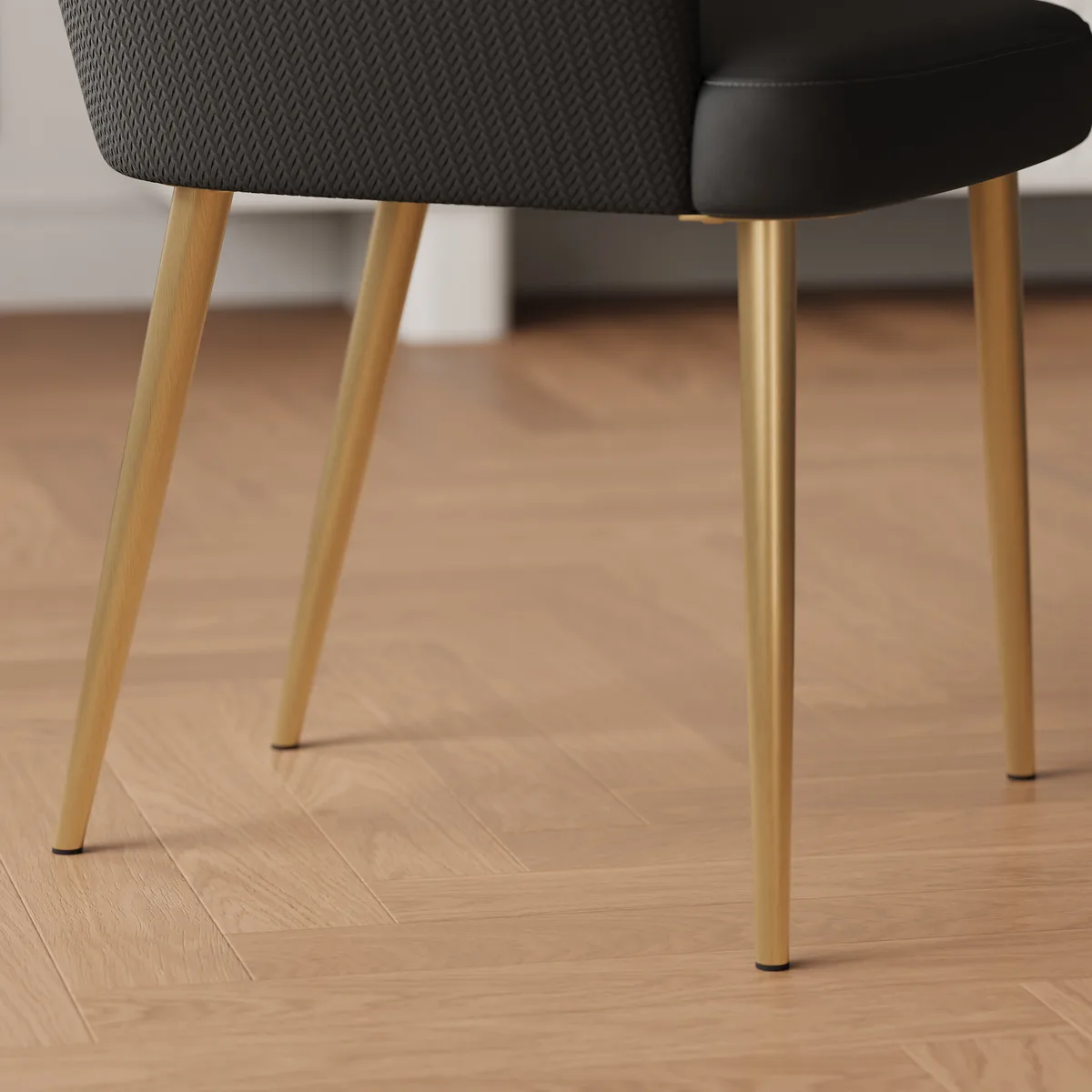 Modern Black PU Leather Dining Chair Curved Back with Gold Legs — image 16