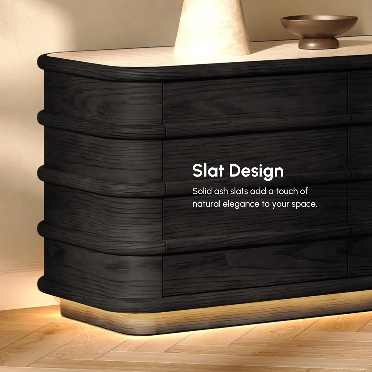 80" Ash Wood TV Stand with Sintered Stone Top — image 10
