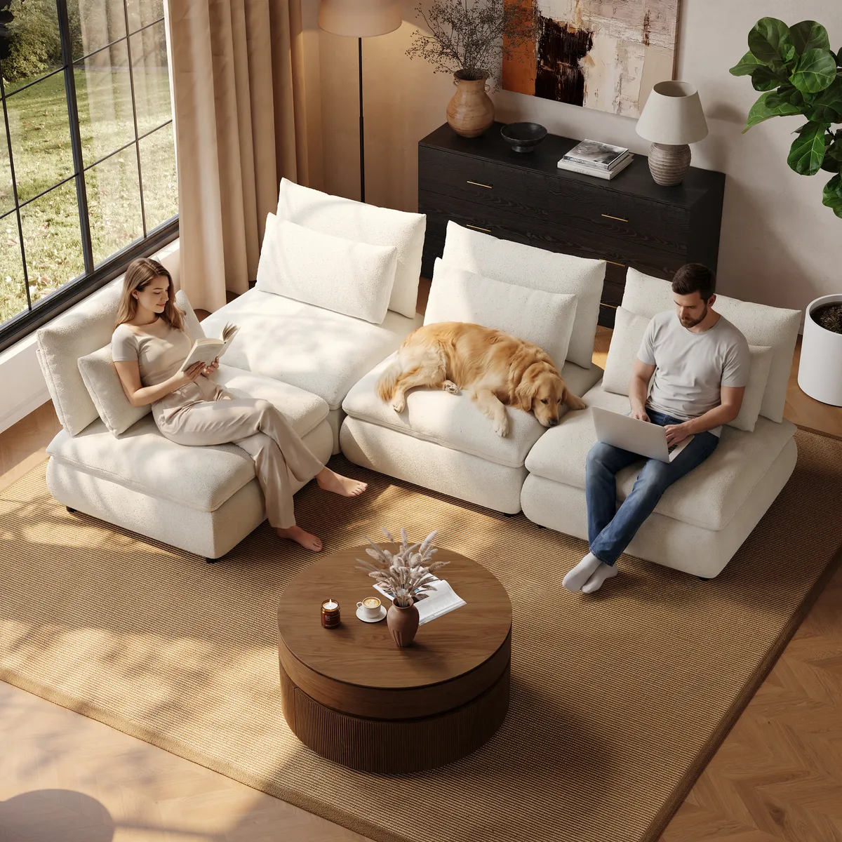 3-Piece Chenille Modular Sectional Sofa with Hidden Storage — image 24