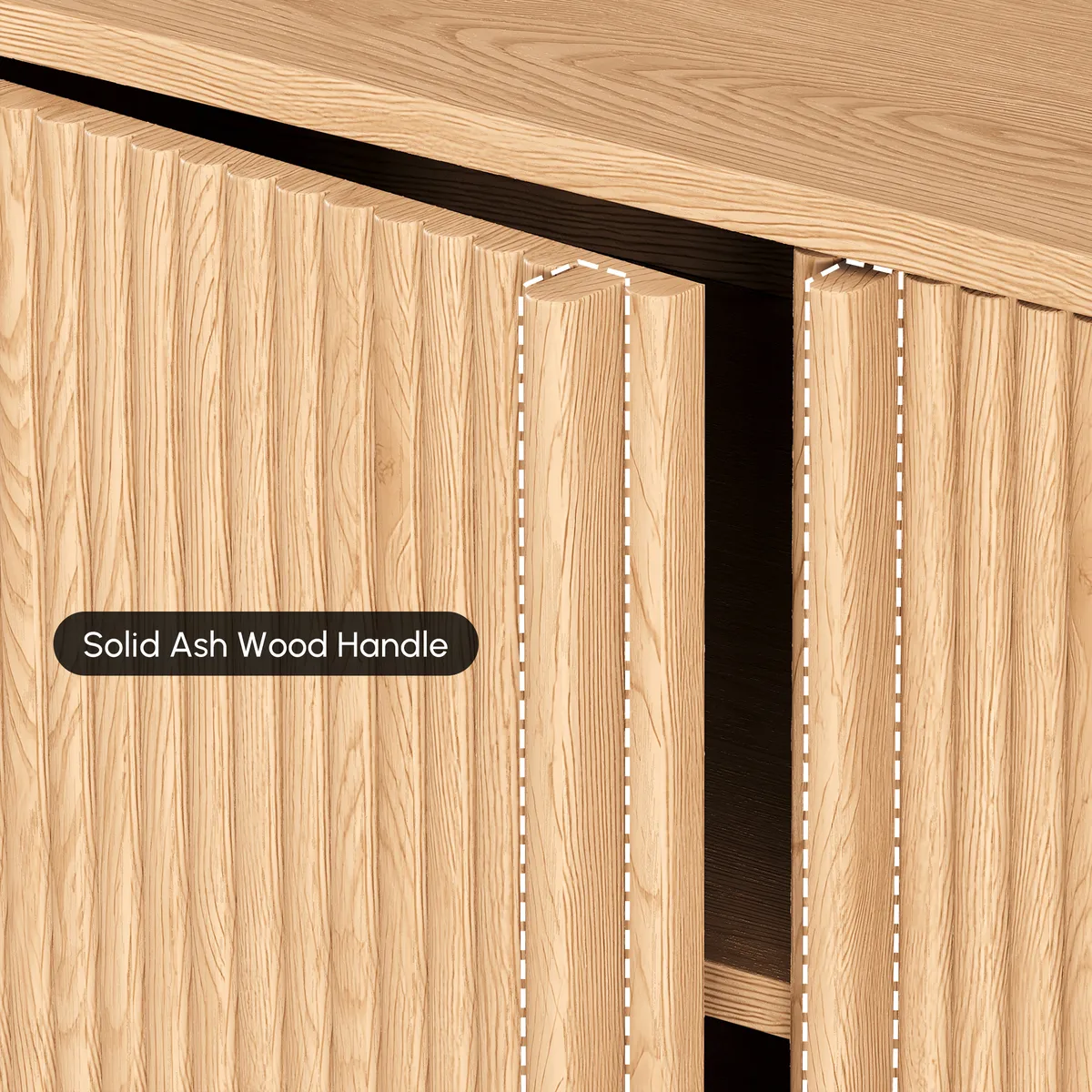 80" Solid Wood Fluted Black TV Stand with Cabinets — image 21