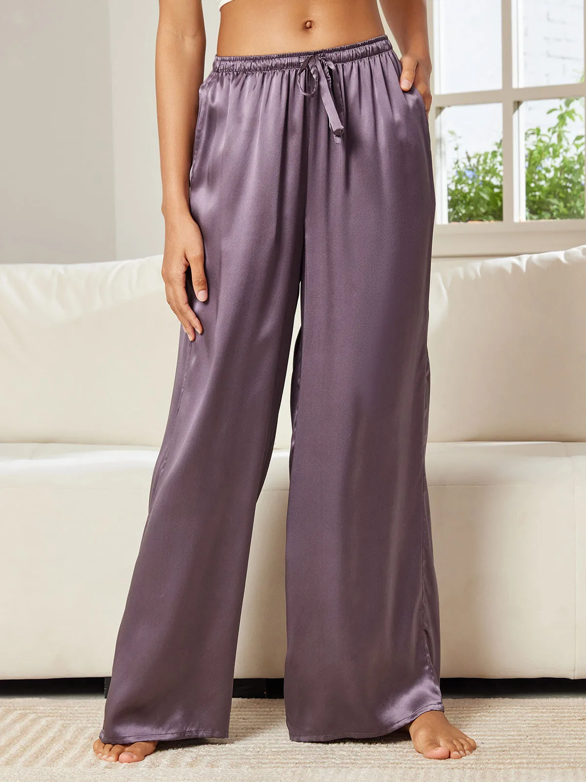 100% Mulberry Silk Wide Leg Women's Pants — image 3
