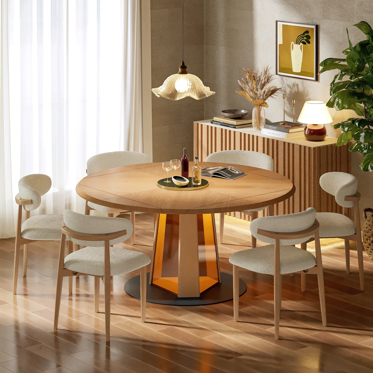 36"-47" Solid Wood Extendable Dining Table with Light — image 21