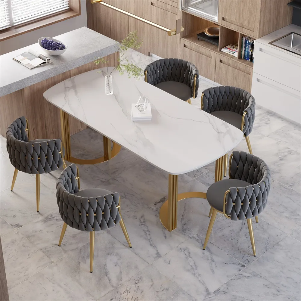 4-Piece Nordic Light Gray Barrel Back Dining Chair Round Accent with Velvet Upholstery — image 15
