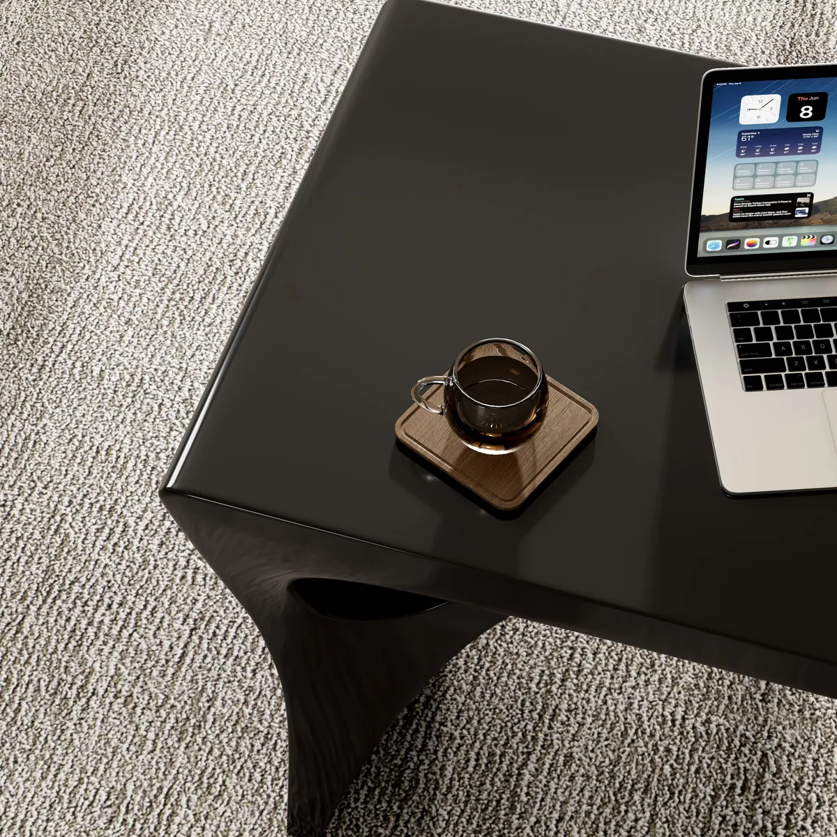 Modern 55" Rectangular Black Writing Desk with Arched Base — image 23