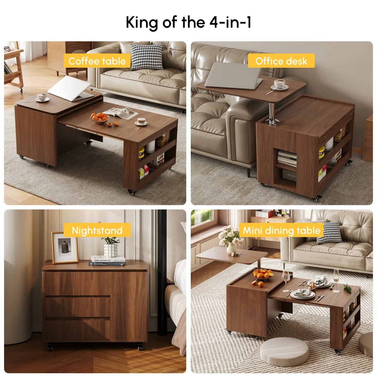 49.2" Lift-Top Extendable Coffee Table with Drawers & Storage Multifunction Table — image 5