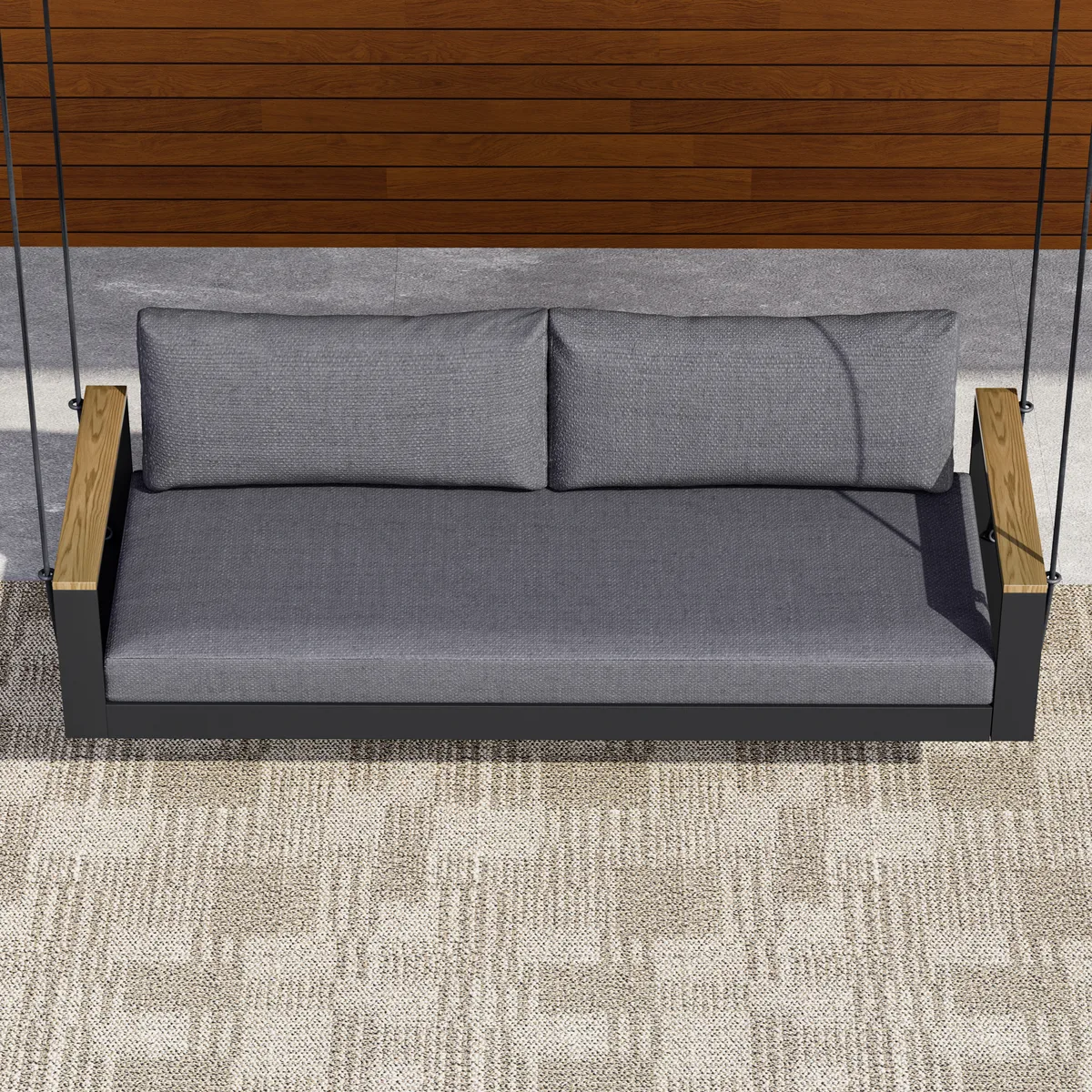Tevara Outdoor Swing Sofa in Sand with Cushion & Black Cover — image 5