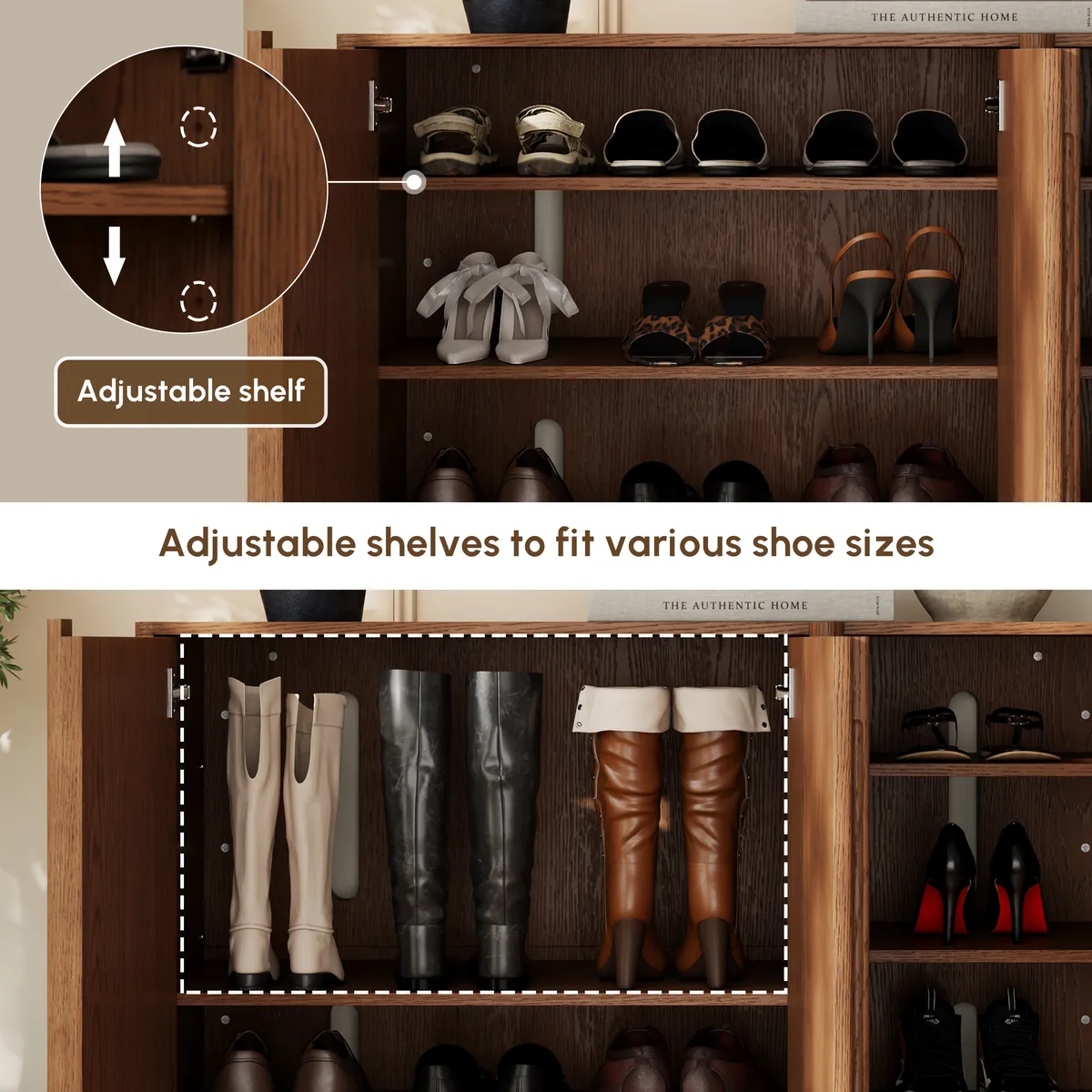 Lineva 48" Ash Wood Veneer Shoe Storage Fluted Entryway Cabinet — image 7