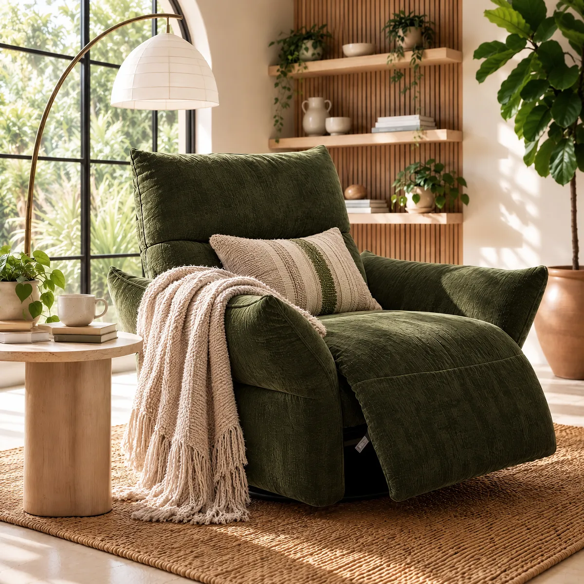Electric Power Recliner Swivel Rocker Chair With Dual Motor&Performance Chenille