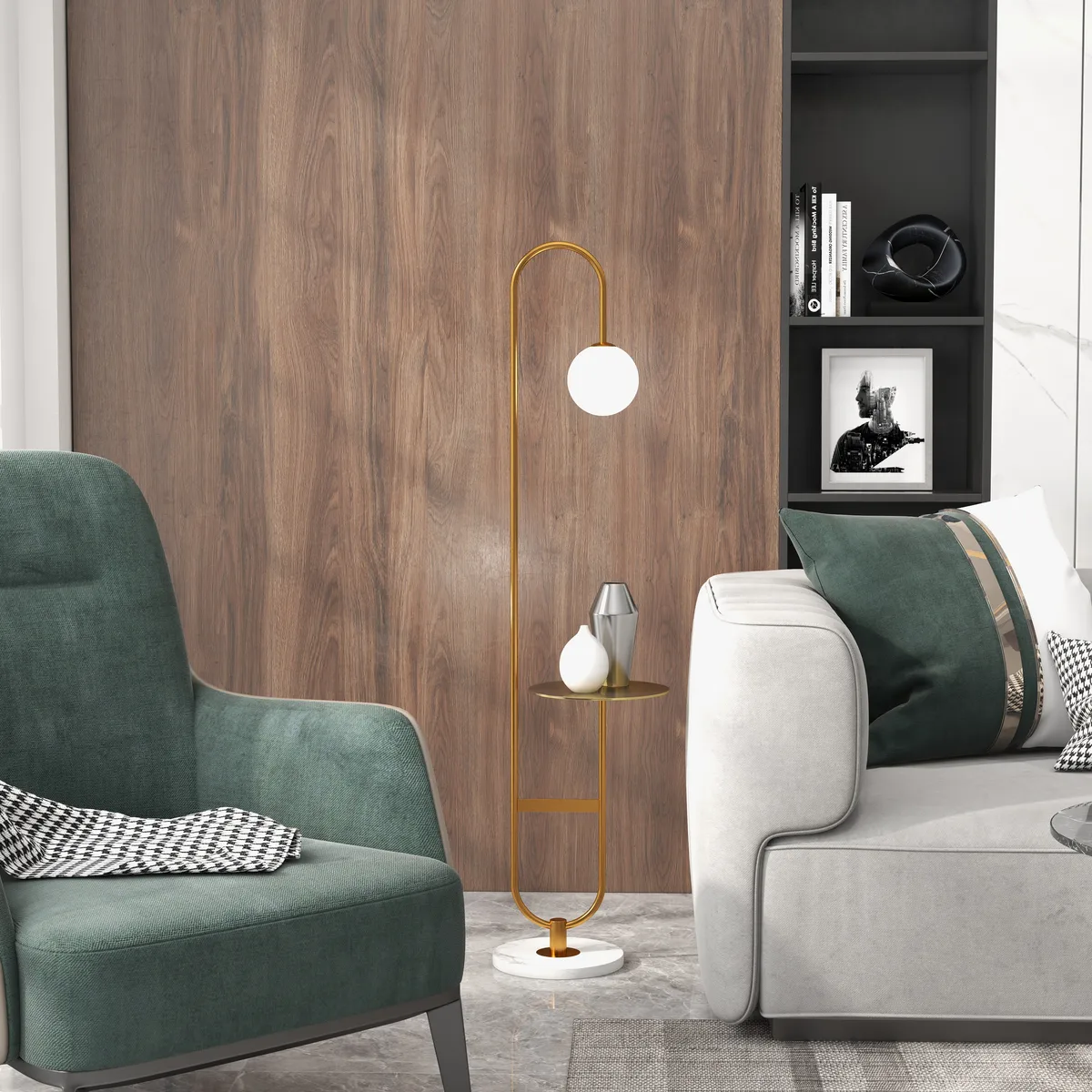 Globeal Set of two 60" Modern Floor Lamp with Shelf — image 9