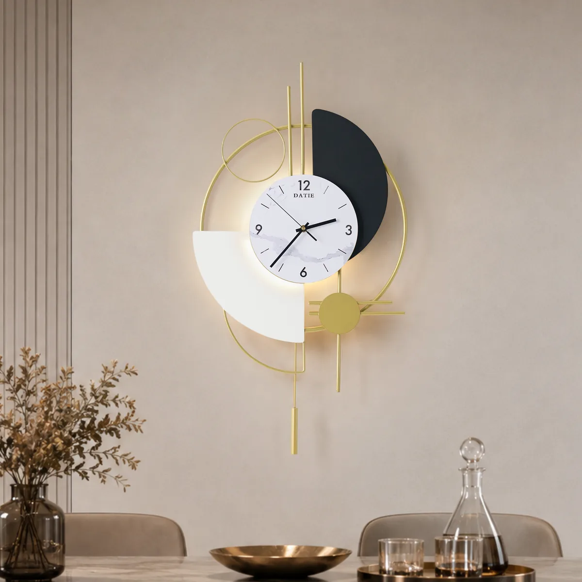 30" Modern Metal Wall Clock with Dimmable LED Light and Remote Control — image 3