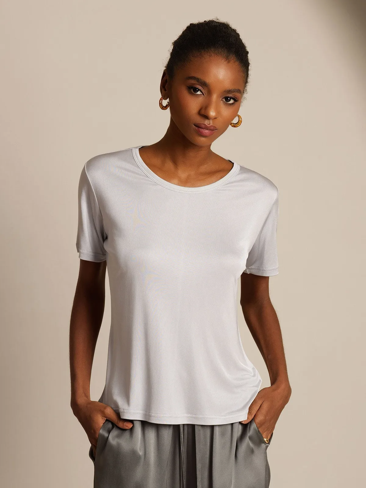100% Mulberry Silk Short Sleeve Women's T-Shirt