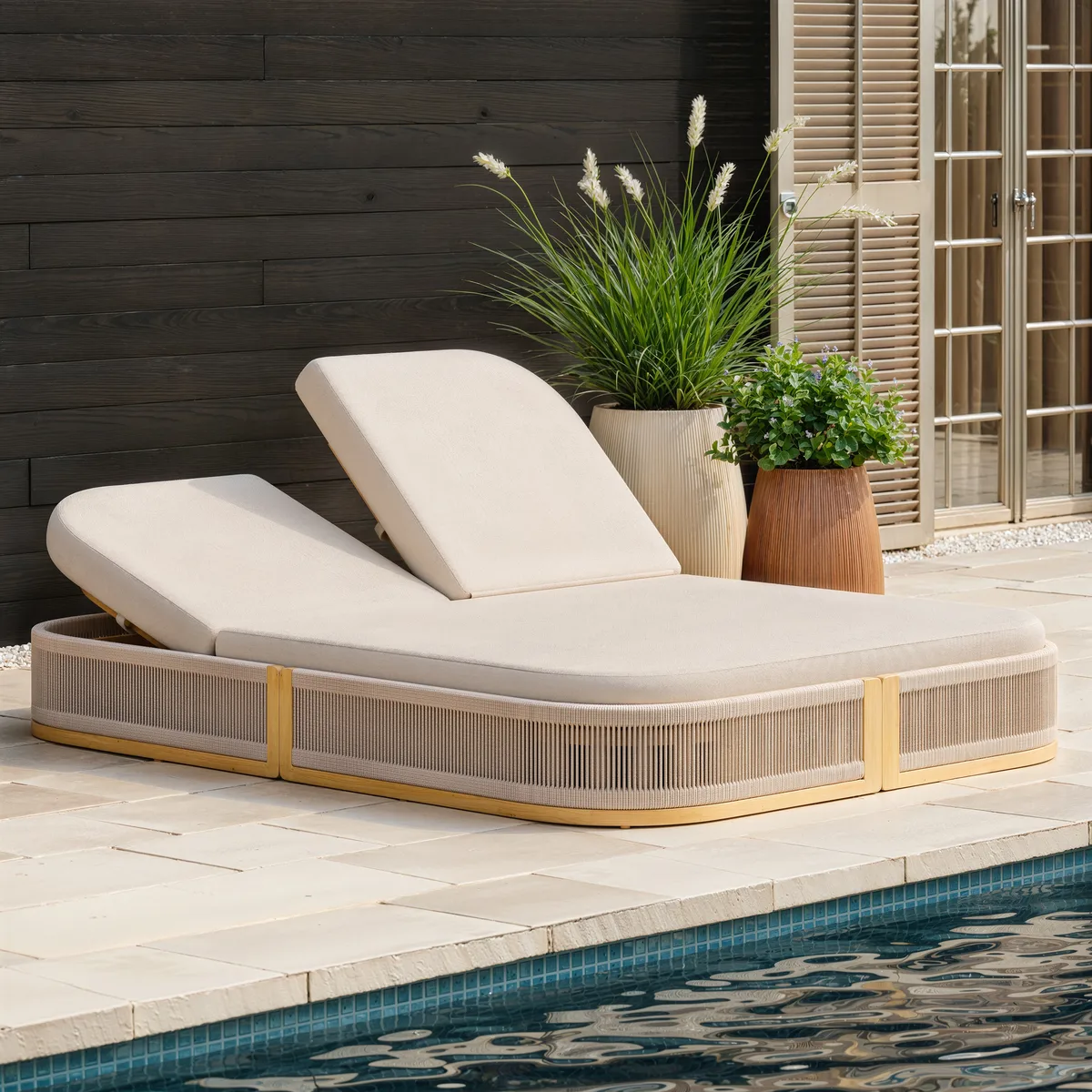 Costra Outdoor Aluminum & Rope Weave Reclining Chaise Lounge — image 12