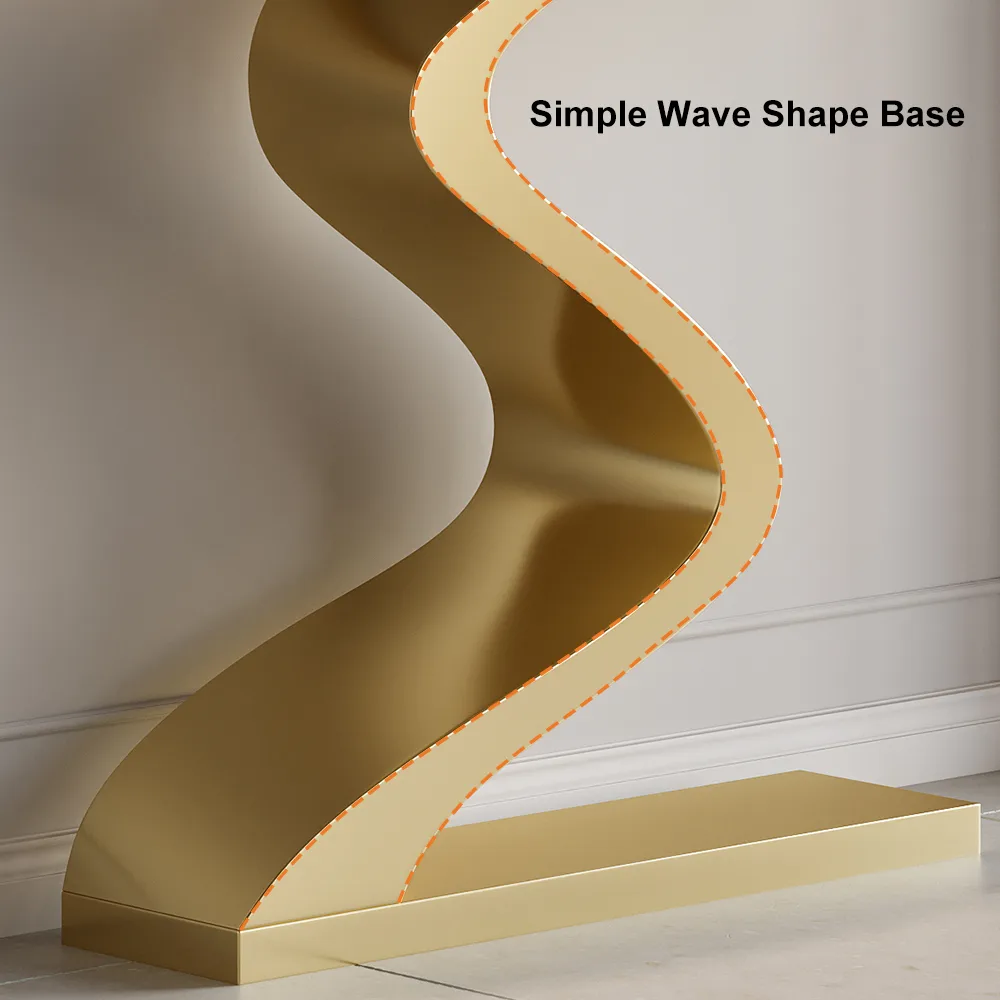 Curved Console Table with Sintered Stone Top Half Moon Shape Entryway Furniture — image 27