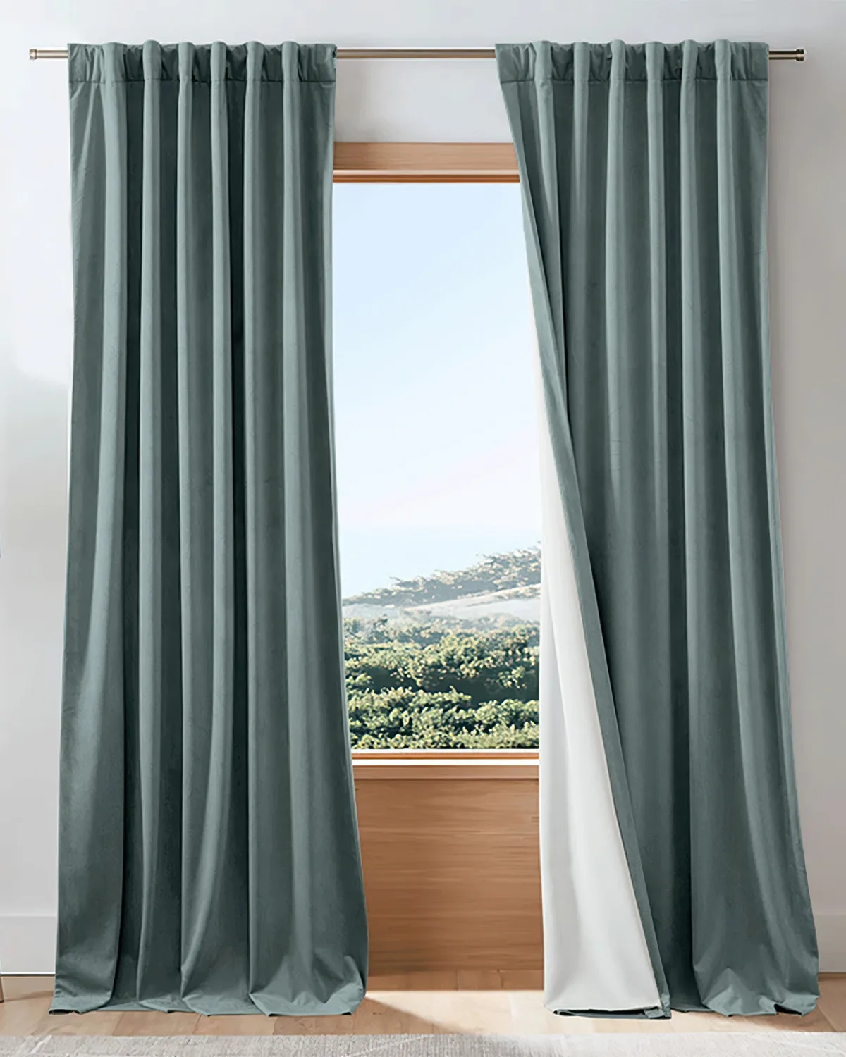 Classic 4 Layers Velvet Heavyweight Soundproof Thermal 100% Blackout Custom Curtain — image 3