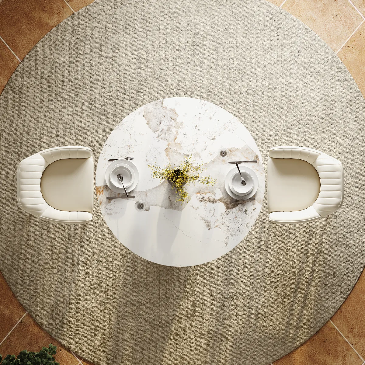 39" Modern Sintered Stone Dining Table Set with 2 Chairs — image 11