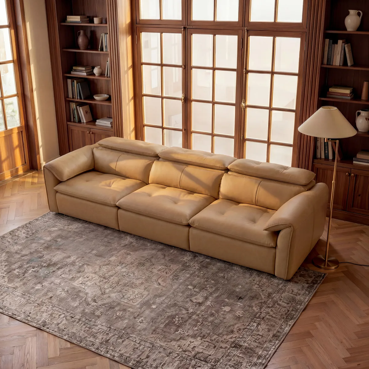 87" 2-Seater Genuine Leather Power Convertible Sleeper Sofa — image 4