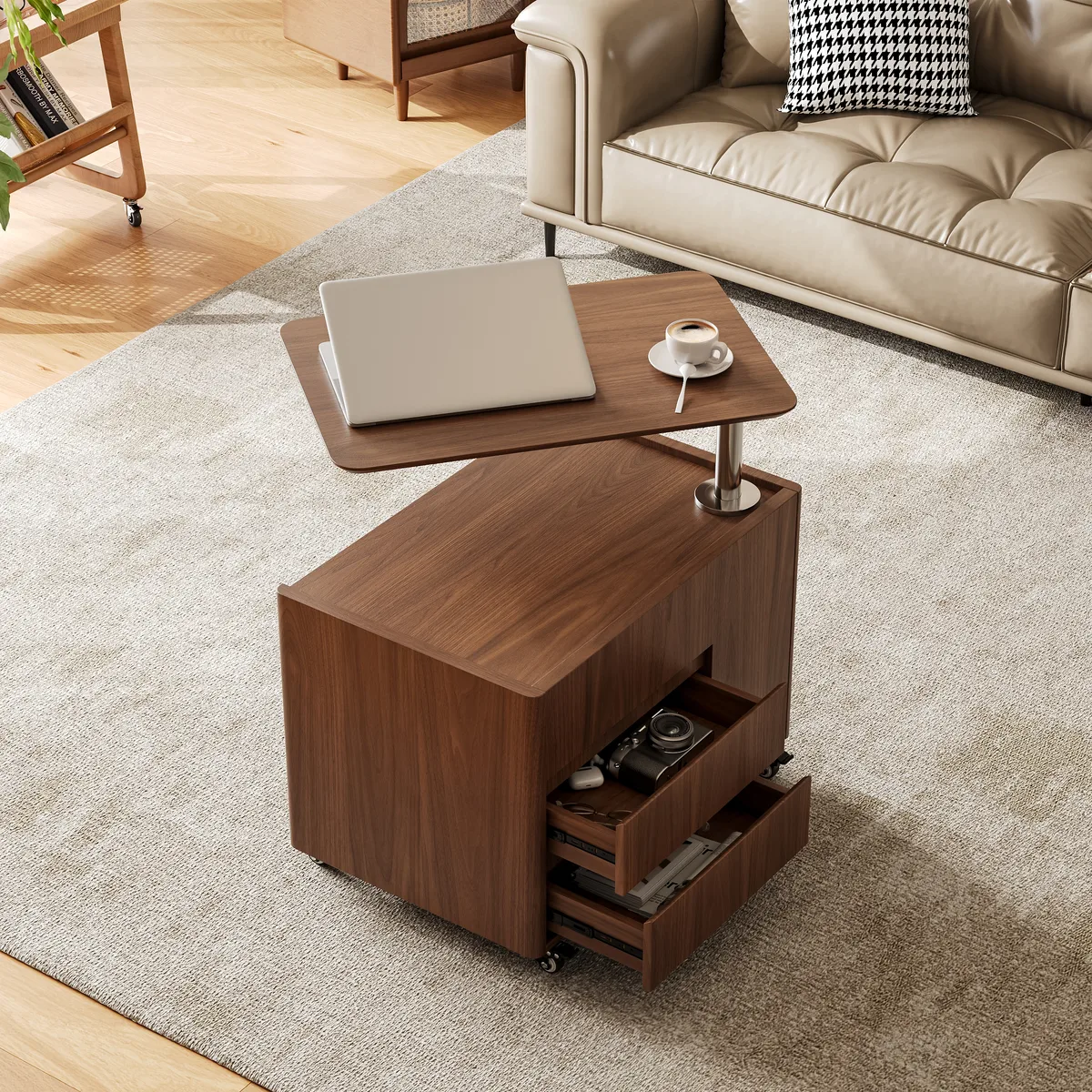 49.2" Lift-Top Extendable Coffee Table with Drawers & Storage Multifunction Table — image 3