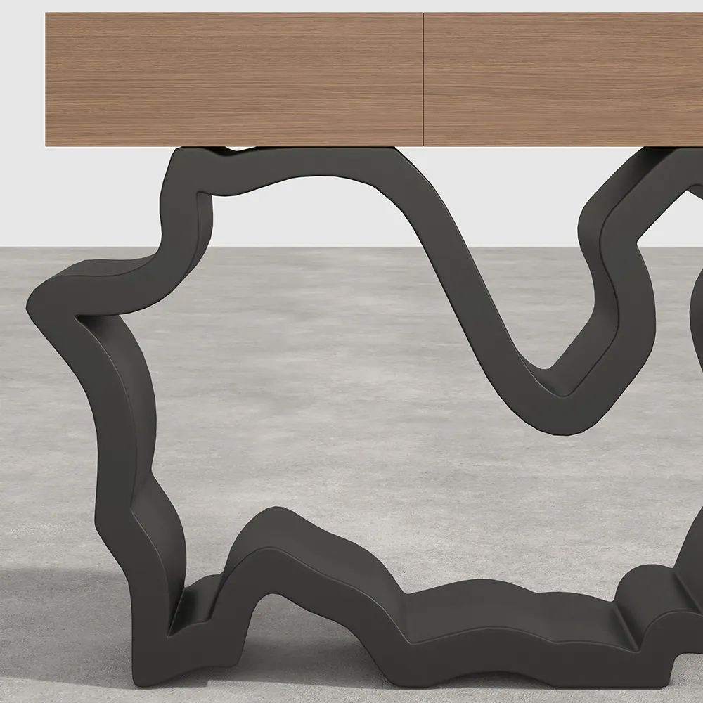 39.4" Modern Walnut & Black Console Table with Drawers — image 8
