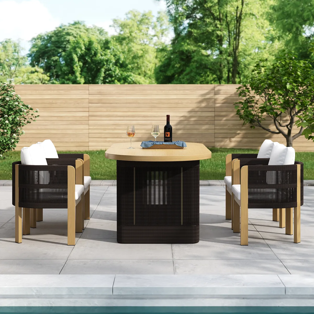 Costra 9-Piece Outdoor Rope & Aluminum Extendable Dining Set with 8 Chairs — image 23