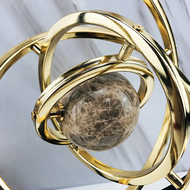 Modern Sculpture Decor Abstract Art Decoration Metal Globe Ornament Living Room Decor with Rectangle Stand — image 7