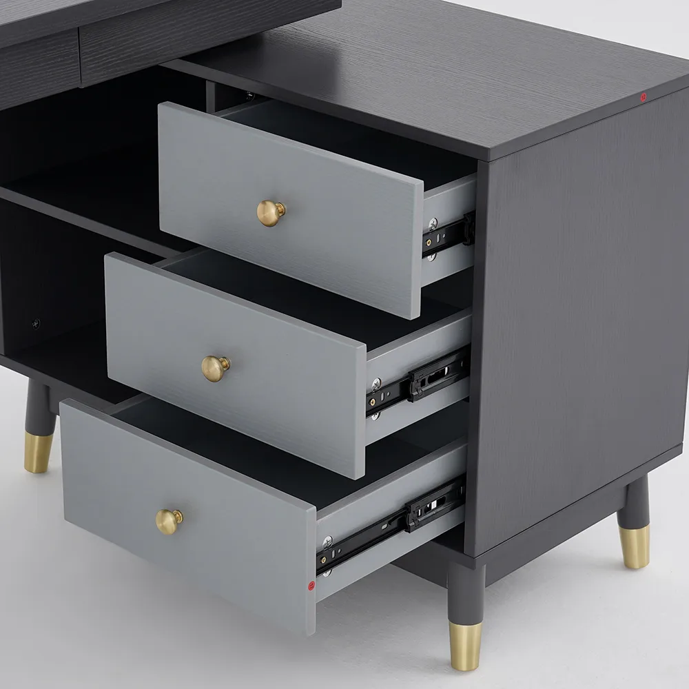 Ultic 47" L-Shaped Gray Rotating Desk with Storage — image 10