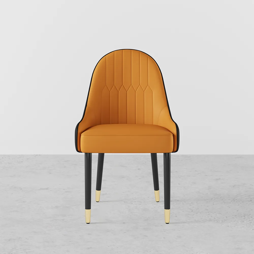 Darg Modern PU Leather 4-Piece Dining Chairs in Orange & Black with Metal Legs — image 9
