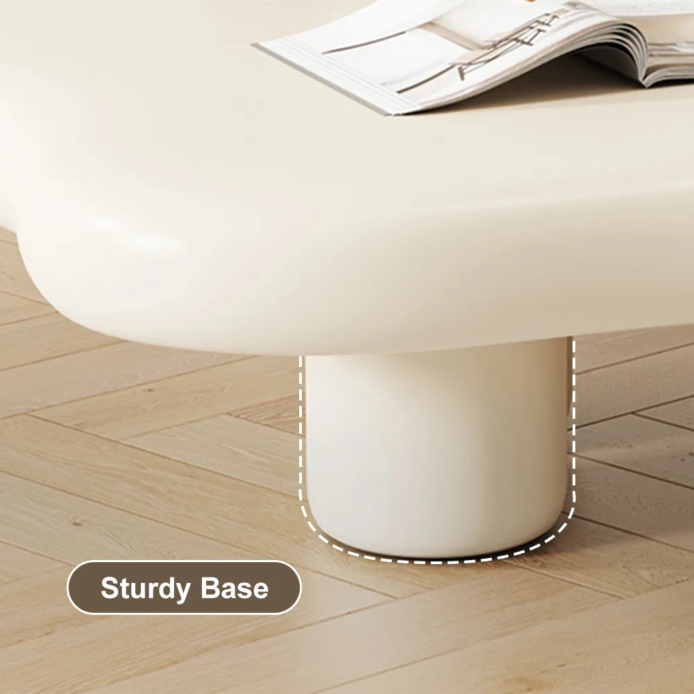 39" Modern Matte Wood Abstract Coffee Table in Off White with 4 legs — image 9