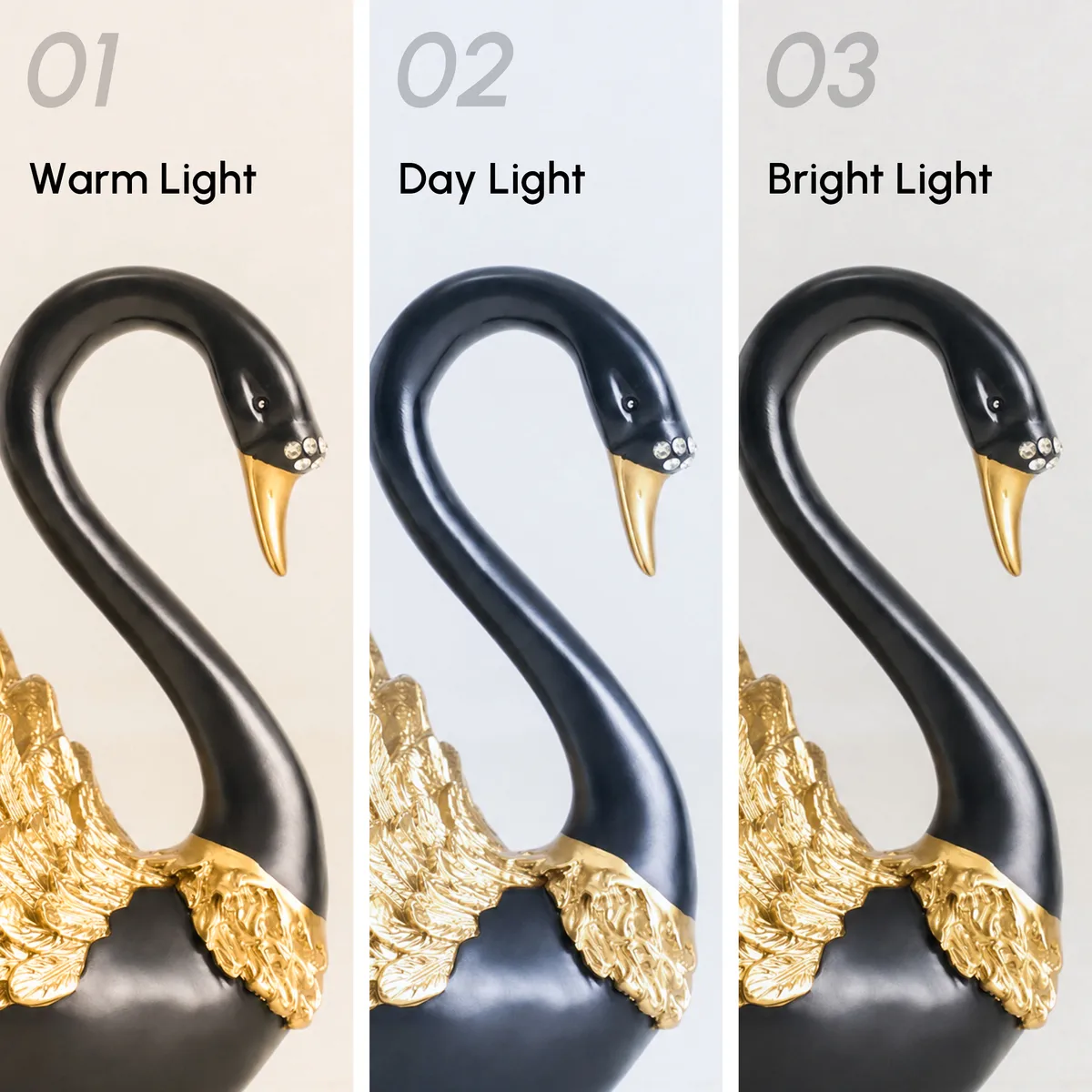 2-Piece Resin Swan Figurines, Black & Gold Decorative Storage Set — image 29