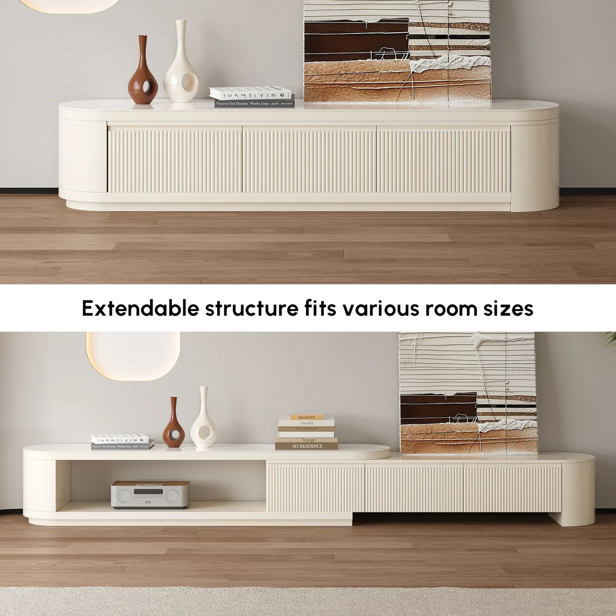 Velar Extendable Sintered Stone Top TV Stand with 3 Drawers(71"-114") — image 20