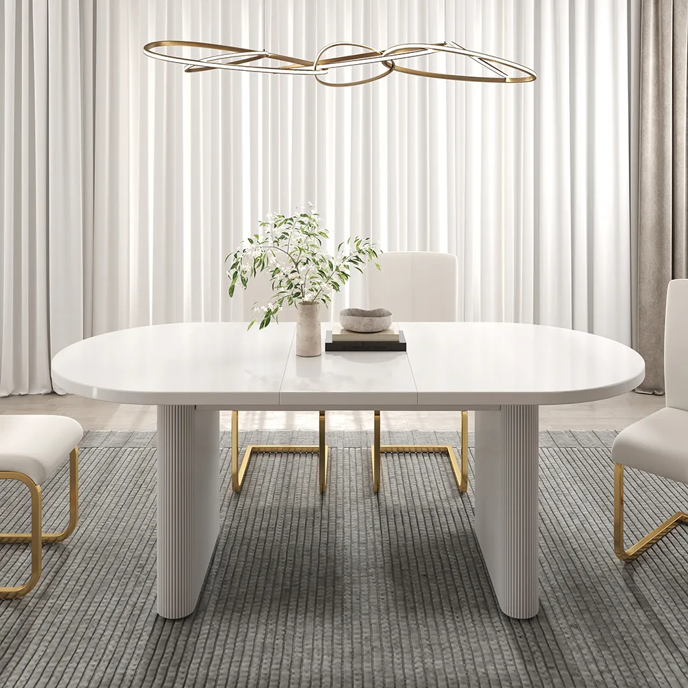 Japandi 79"-94" Oval Extendable Black Dining Table Butterfly Leaf 6-8 Seater — image 10