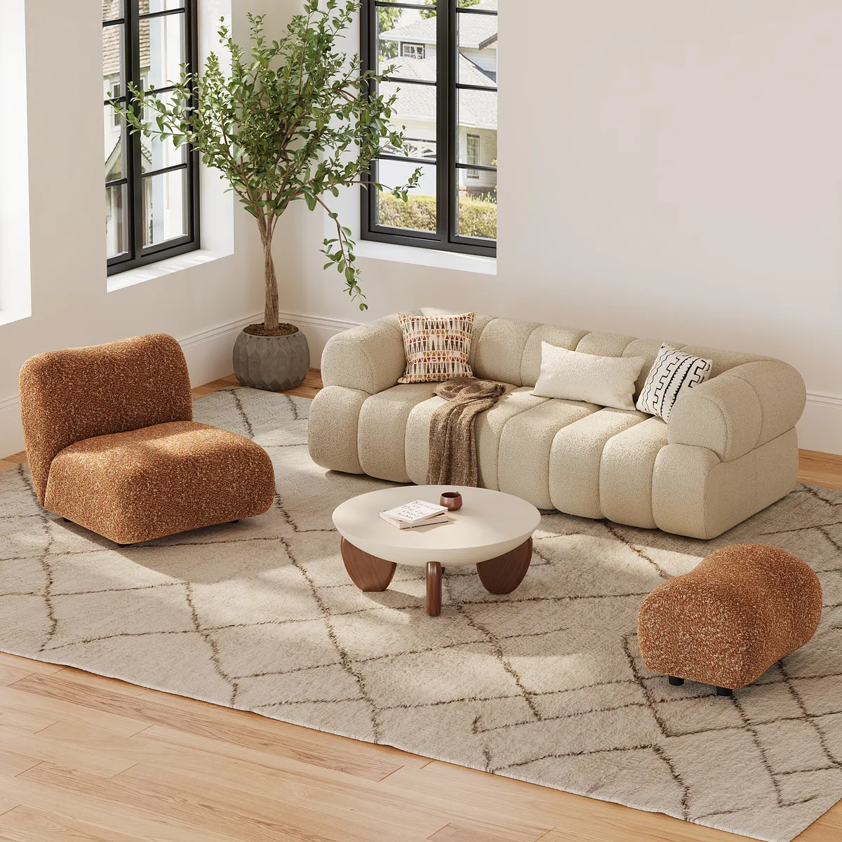 17" Performance Boucle Upholstered Curved Slipper Accent Chair — image 12