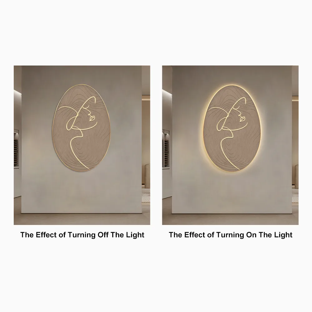 31" Illuminated Abstract Figure Wall Art with Warm LED Backlight, Textured Wall Decor — image 17