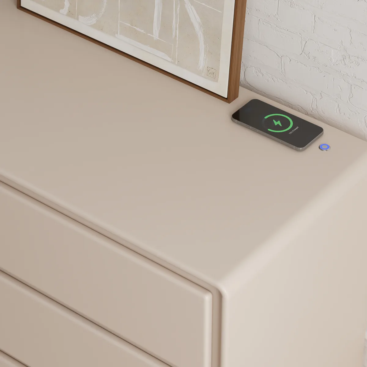 Haloa Modern 47" 6-Drawer Matte Warm White Dresser with Light and Charging Station — image 8