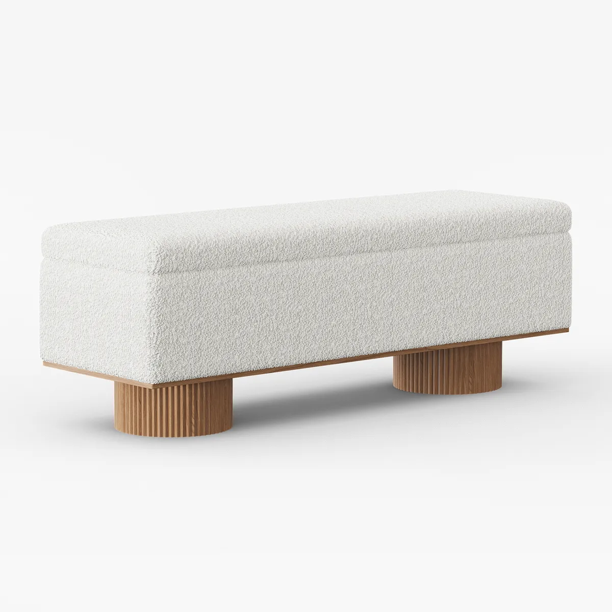 Teddy Fabric Fluffy Faux Fur Flip Top Wood Storage Bench — image 5