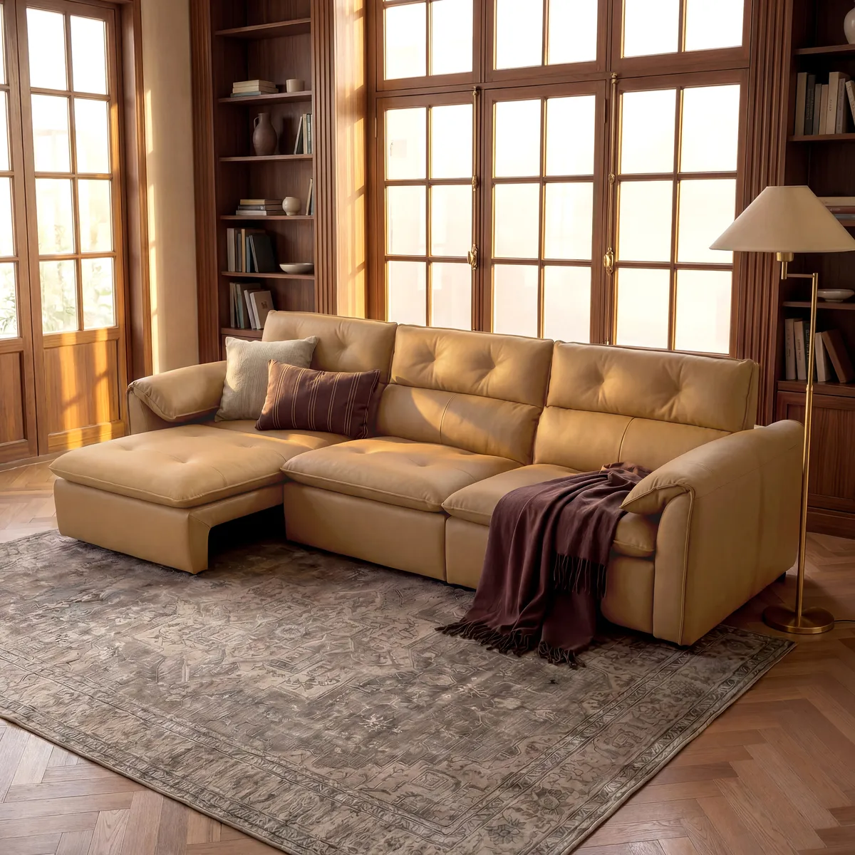 87" 2-Seater Genuine Leather Power Convertible Sleeper Sofa — image 2