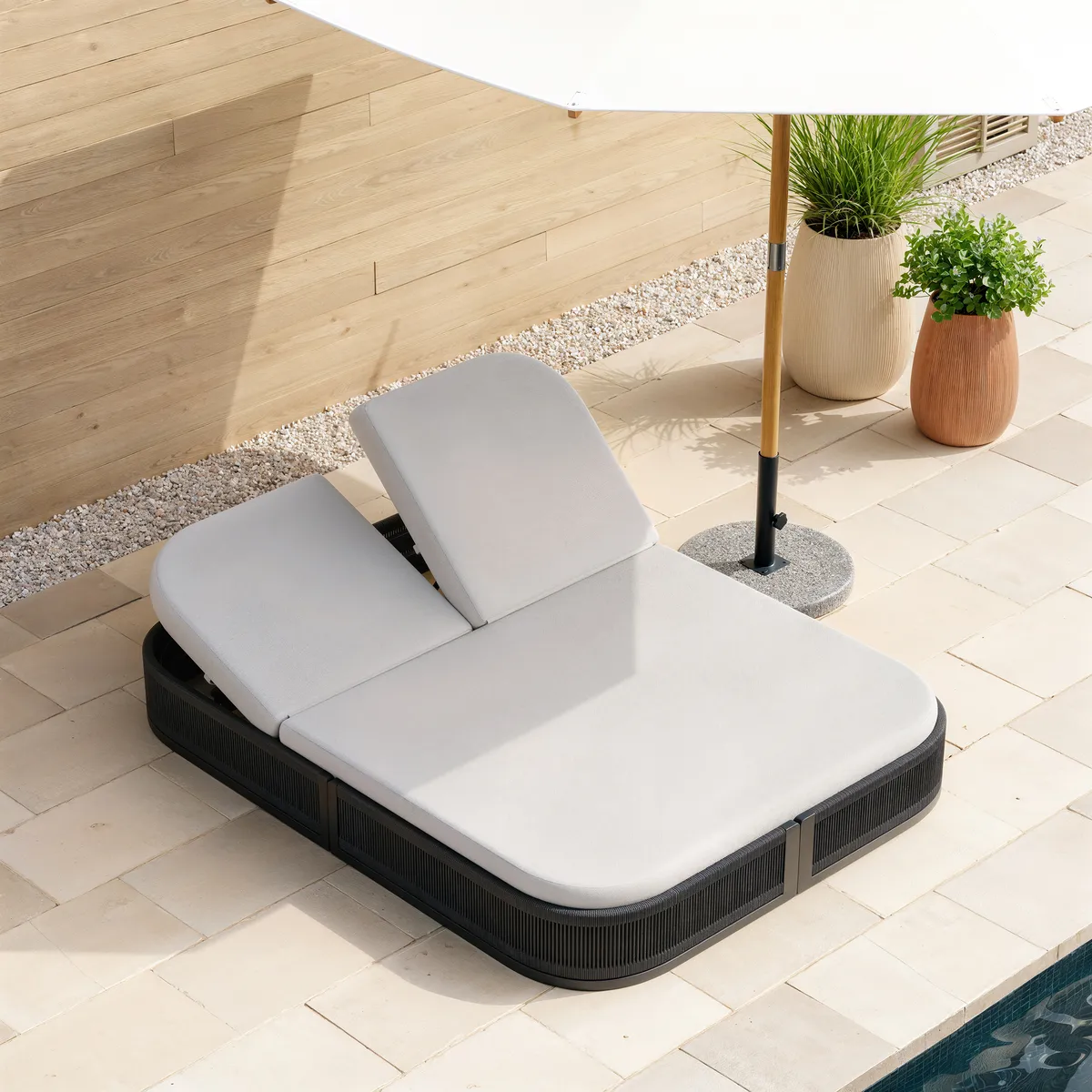 Costra Outdoor Aluminum & Rope Weave Reclining Chaise Lounge — image 10