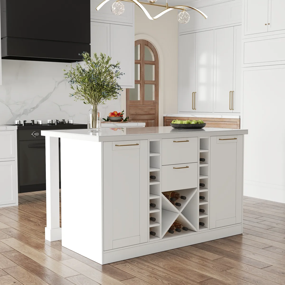 72" Modern Laminate Kitchen lsland Natural & White with Storage — image 4