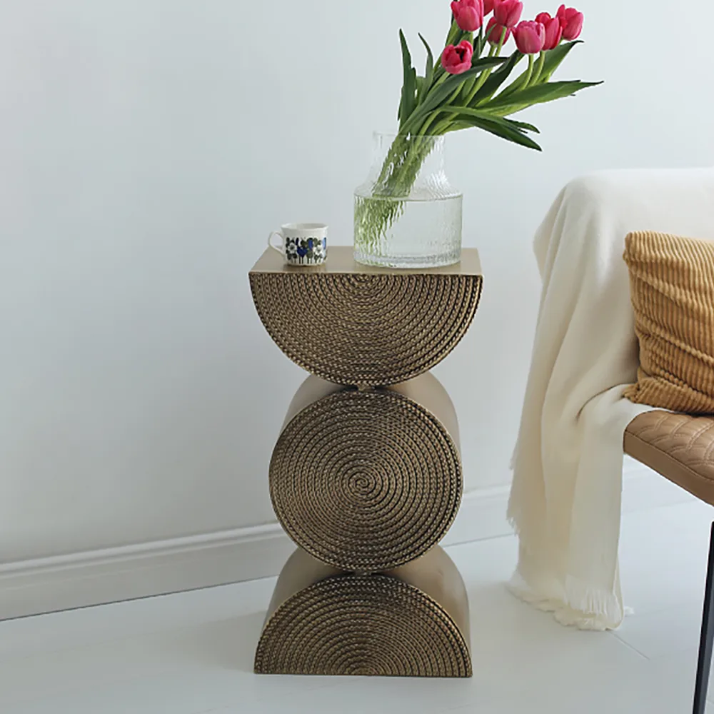 Modern Side Tables Creative Gold Metal Small End Table Unique Shape Bedside Table — image 4