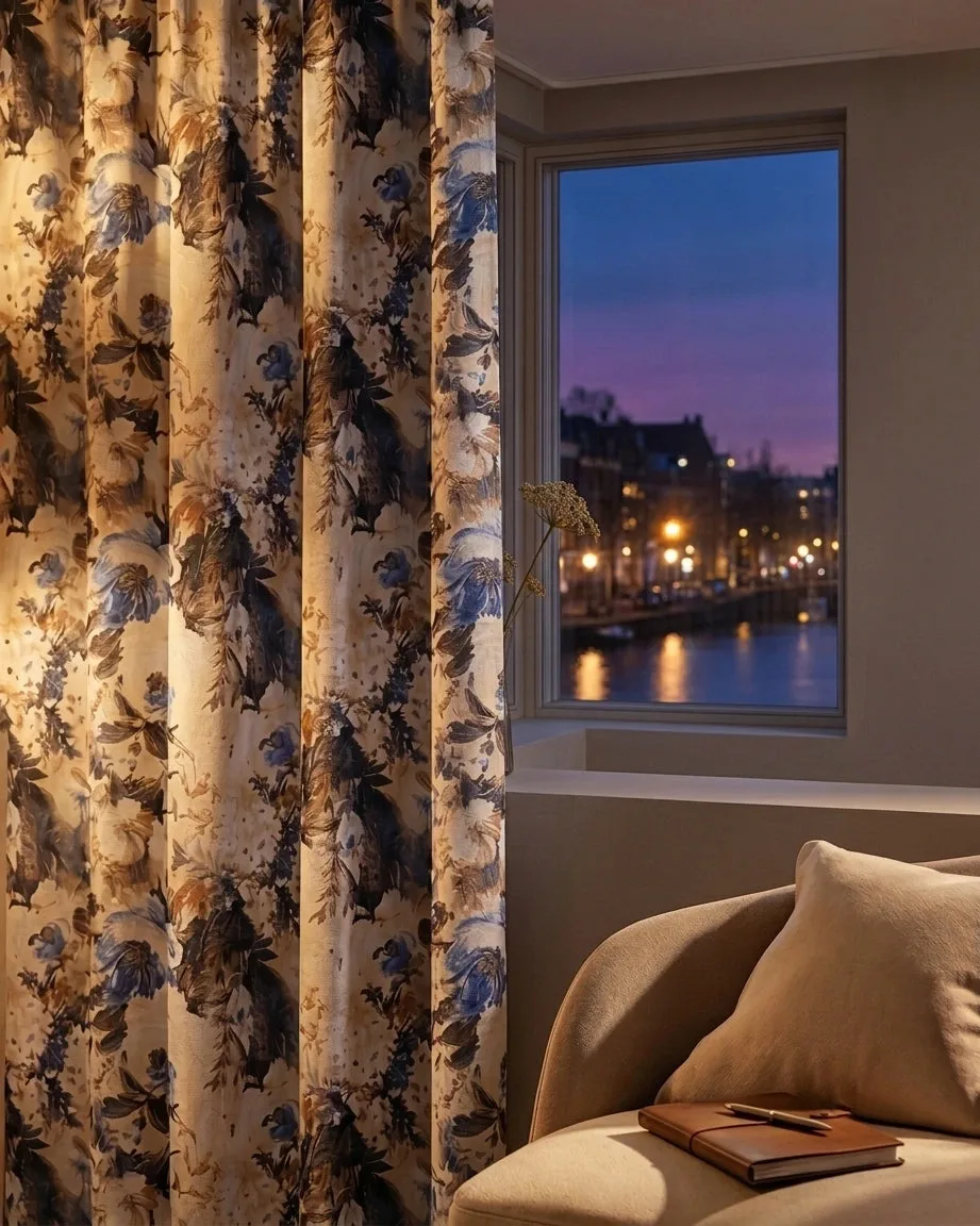 Canvas Velvet Floral Custom Curtain — image 4