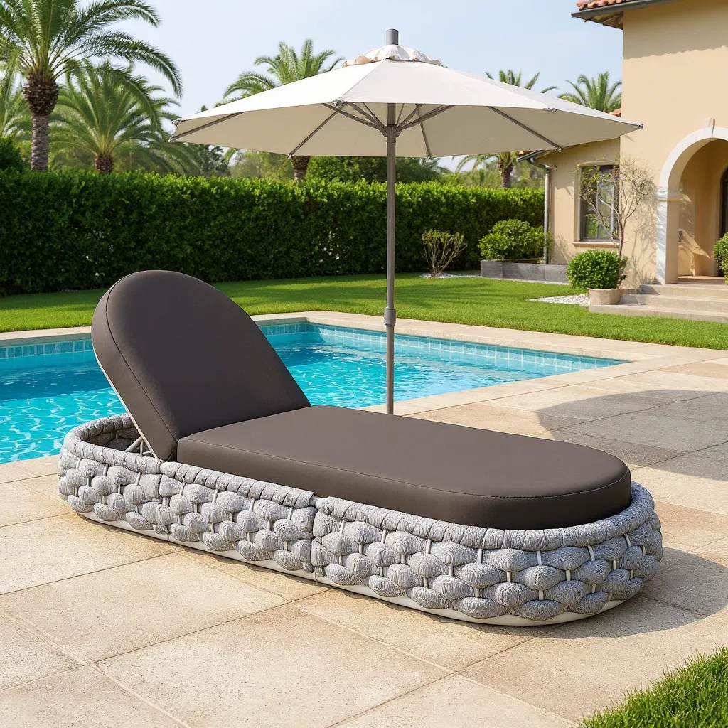 Cocaro Outdoor Aluminum & Rope Weave Adjustable Chaise Lounge
